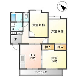 MKマンション 3DKの間取図画像