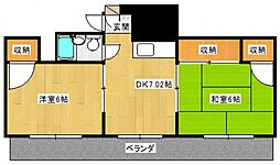 沖本ビル ワンルームの間取図画像