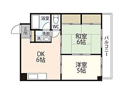 ホワイティーナイン 2DKの間取図画像