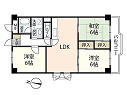 アームズ皆実 3LDKの間取図画像