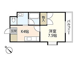 菖蒲池コーポ 1Kの間取図画像