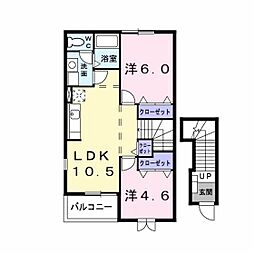 クレストールローゼ 2LDKの間取図画像
