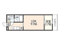 ウィズパーク可部南 1LDKの間取図画像