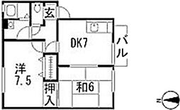セジュール石田A 2DKの間取図画像