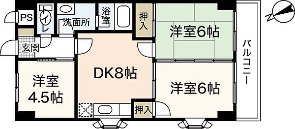 Ｖｉｌｌａ七軒茶屋 ｜広島県広島市安佐南区緑井6丁目(賃貸マンション3DK・2階・53.16㎡)の写真 その2