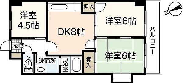 Ｖｉｌｌａ七軒茶屋 ｜広島県広島市安佐南区緑井6丁目(賃貸マンション3DK・6階・53.16㎡)の写真 その2