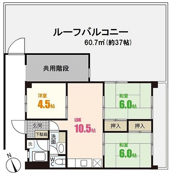 広島県広島市安佐南区中筋3丁目(賃貸マンション3LDK・3階・58.59㎡)の写真 その2