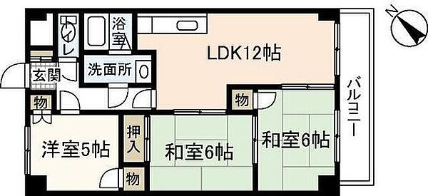 広島県広島市安佐南区八木1丁目(賃貸マンション3LDK・4階・65.20㎡)の写真 その2