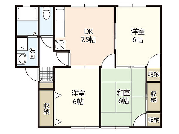 グリーンパレス大町Ｂ棟 ｜広島県広島市安佐南区大町東1丁目(賃貸アパート3DK・1階・59.28㎡)の写真 その2