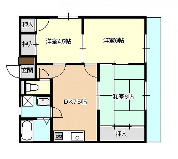 コーポ西山 ｜広島県広島市安佐南区中須1丁目(賃貸マンション3DK・3階・53.50㎡)の写真 その2