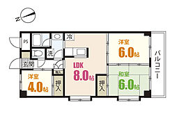 前田ハイツII 2階3LDKの間取り