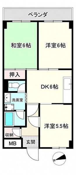 広島県広島市中区幟町(賃貸マンション3DK・6階・47.32㎡)の写真 その2