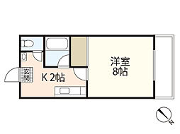コーポ野美山 2階1Kの間取り