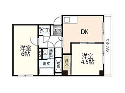 ルミネ己斐 7階2Kの間取り