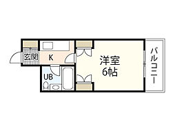 K・B・M己斐 3階1Kの間取り