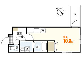 広島県広島市安佐南区古市1丁目（賃貸アパート1R・1階・28.39㎡） その2