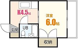 谷岡ビル2号館 1Kの間取図画像