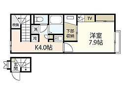 レオパレスＫＡＭＯＮ　VI 2階1Kの間取り