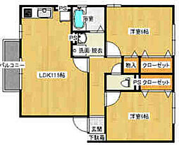 メゾン山田 D棟 1階2LDKの間取り