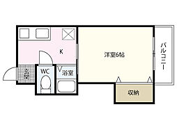 MTビル 3階1Kの間取り