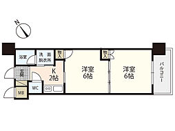 庚午中　多川ビル 8階2Kの間取り