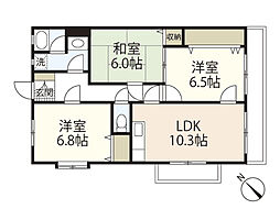 グランボヌール上安 3階3LDKの間取り