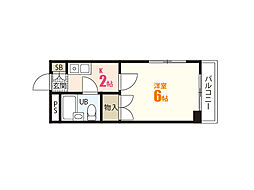 西原マンション 1Kの間取図画像