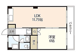 コーポ花本 2階1LDKの間取り