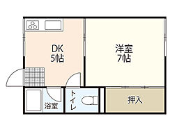 六本松アパート 1DKの間取図画像