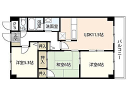 グランカーサ古江 7階3LDKの間取り