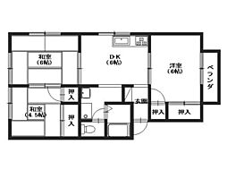 プレジール 1階3DKの間取り