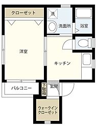 アイランドビル21 2階1DKの間取り