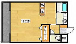 ソレイユ旭 2階ワンルームの間取り