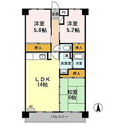 フォレストY’s 3階3LDKの間取り