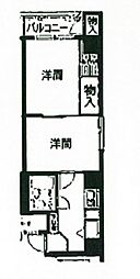 ピースアベニュー舟入 1DKの間取図画像