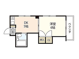 KRTビル 5階1DKの間取り