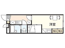 レオパレスHAPPY 2階1Kの間取り