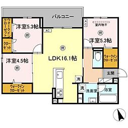 One wide 祇園 3LDKの間取図画像