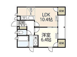レオネクストグリーンハウス江波 3階1LDKの間取り