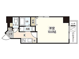 プランドール古市 11階1Kの間取り
