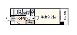ウィンディア楽々園 5階1Kの間取り