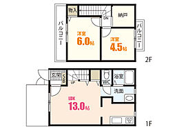 ハウスタカキ2 1階2LDKの間取り