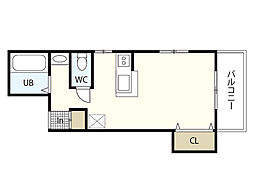 サンライズ舟入 7階1Kの間取り