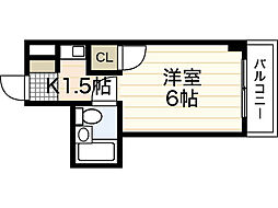 柴崎皆実町ビル 2階1Kの間取り