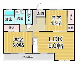 第1今井ビル 3階2LDKの間取り