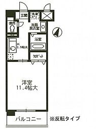 コートカメリア 3階1Kの間取り