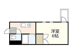 ローゼ比治山 3階1Kの間取り