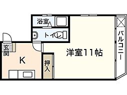 華雅ビル 4階1Kの間取り