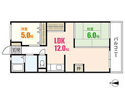 メゾン荒木 4階2LDKの間取り