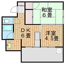 向洋細川ビル 4階2DKの間取り